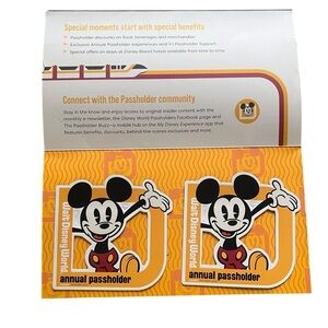 Walt Disney World Authentic Annual Passholder Magnets Mickey Set Of 2 New In Pkg